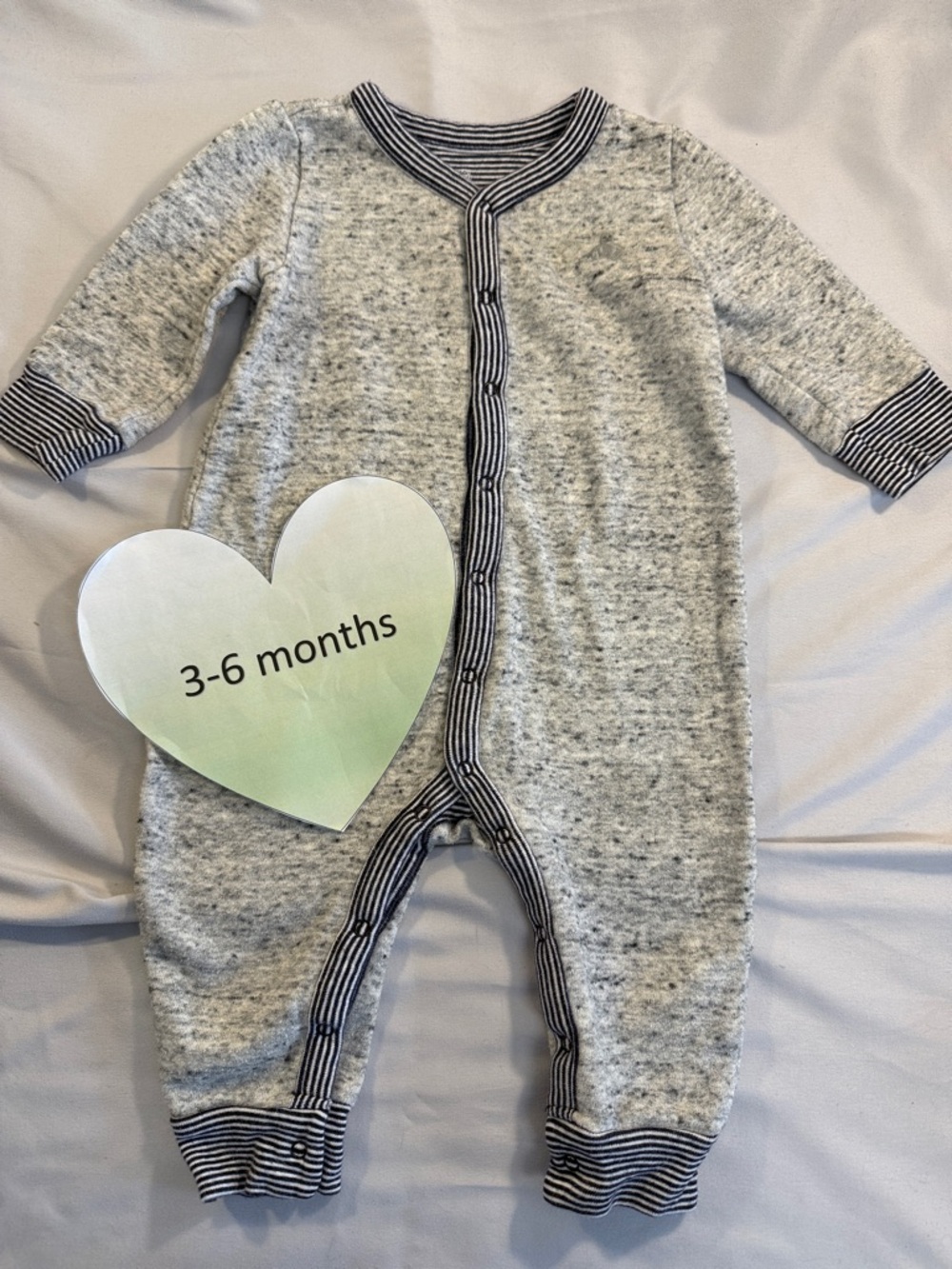 GAP - Heather Grey and Navy Striped Kids Footie/Romper